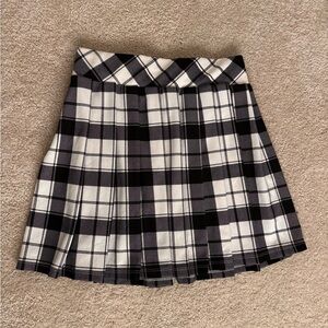 Love Streak Chic Black and White Plaid Skater Skirt